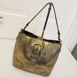 Patricia Nash Irving Bucket Bag Antique Goldtone In Color Leather, Stylish